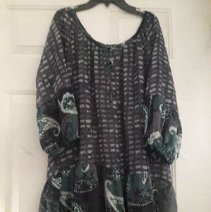 World Market Women's Pullover Blouse Multi Color  3/4 Sleeve Size L/X. Tunic